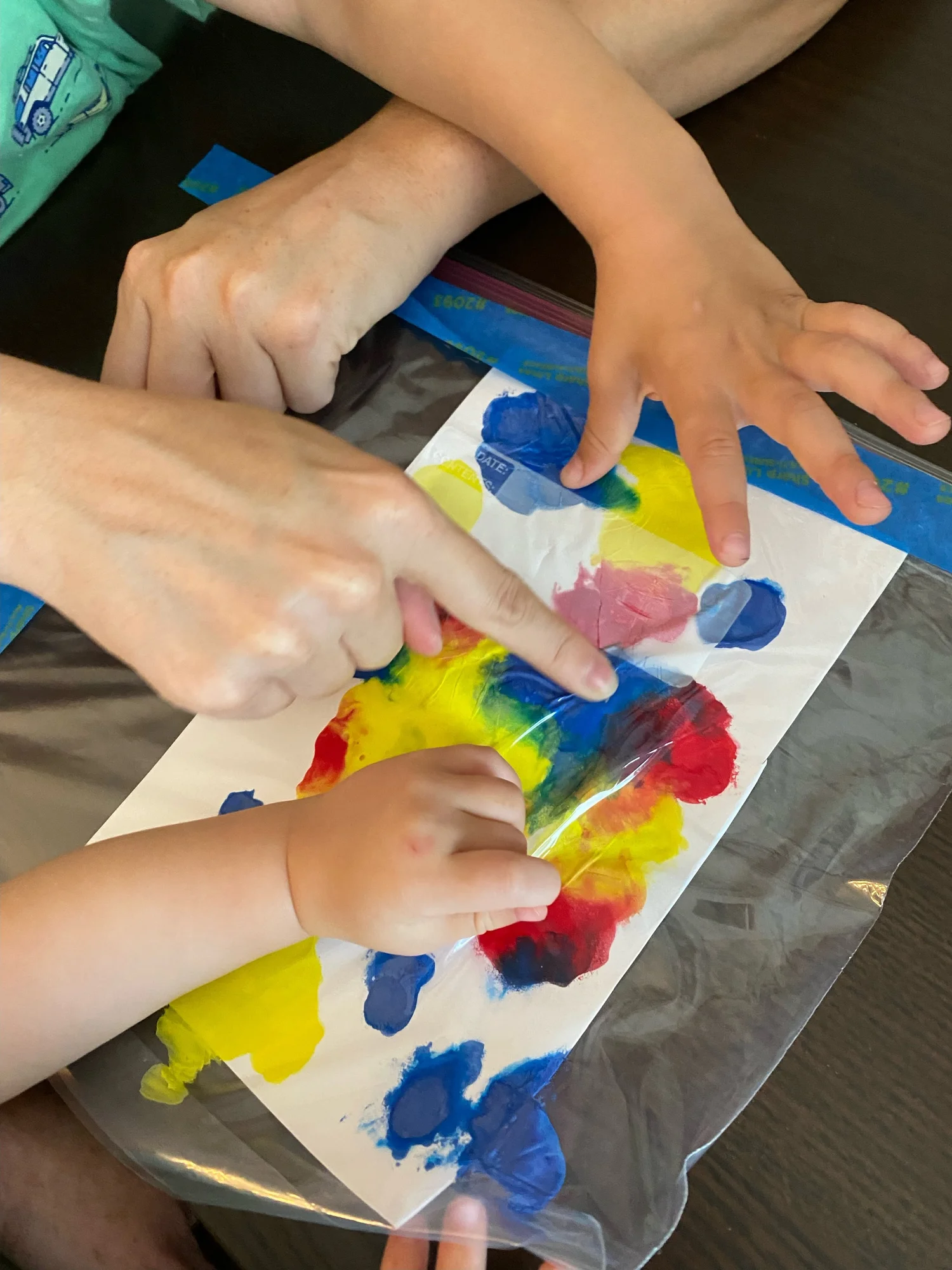 Hands exploring a group sensory activity